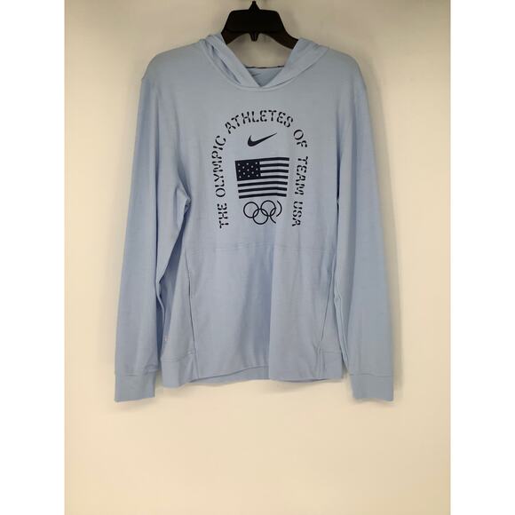 Nike Mens Small Blue USA Restore Dri-FIT Yoga Lightweight Hoodie Pullover L16-28 - Picture 3 of 11